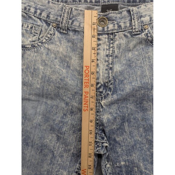 Request Jeans Shorts Mens 36 Acid Wash Denim Embroidered Distressed Pockets - Picture 5 of 13